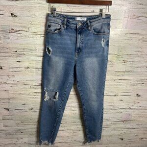 KanCan Light Wash Distressed High Rise Ankle Jean's size 29/11